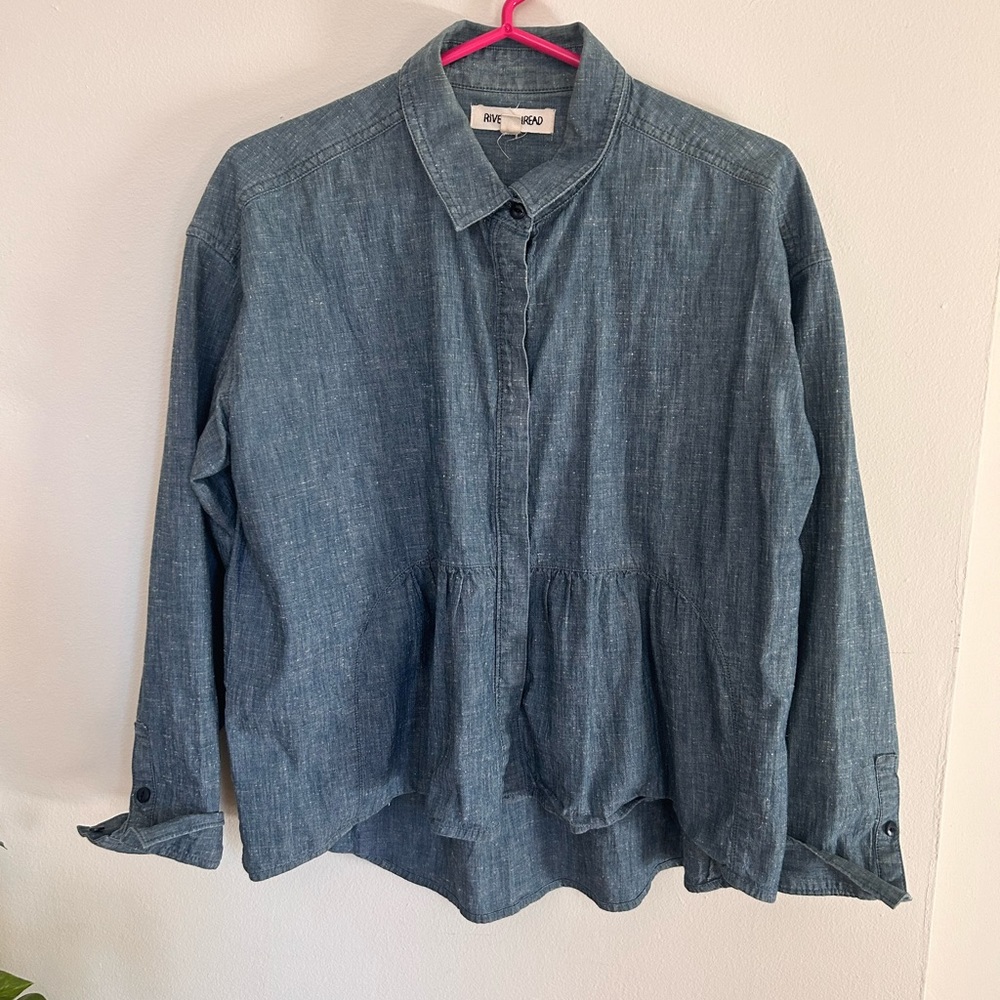 Used Good - Rivet & Thread Chambray Peplum Hi-lo Button down